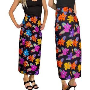 VINTAGE BRITISH ISLES Floral‎ Wrap Maxi Skirt